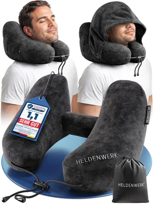 Produktbild von HELDENWERK® Premium Air Nackenkissen Flugzeug aufblasbar Reisekissen Auto