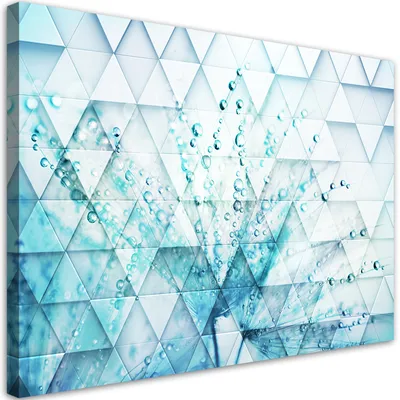 Produktbild von Leinwandbild Türkisfarbener Löwenzahn in Tautropfen 90x60 Feeby Blau bild für die wand bereit zum aufhängen