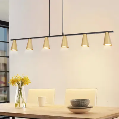 Zdjęcie produktu dla ZMH lampa wisząca nowoczesna złota jadalnia liniowa lampa wisząca GU10 metalowa lampa do jadalni wisząca lampa stołowa z regulacją wysokości lampa biurowa 110cm