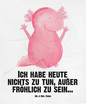 Produktbild von Mr. & Mrs. Panda Kinderwagendecke Axolotl Hurra - Weiß - Geschenk, Schlummerdecke, Babydecke, Fleecedecke, Schwanzlurch, Spaß, Erstlingsdecke, Motivation, Plaid