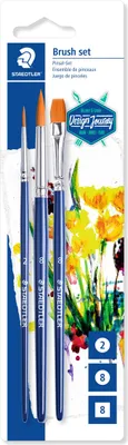 Produktbild von STAEDTLER® 989 Pinsel Blisterkarte 3 Stück Nr2 rund Nr8 rund Nr8 flach