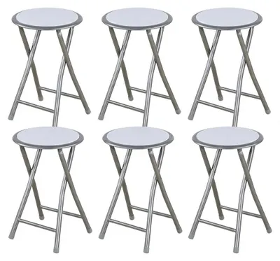 Immagine prodotto di Set 6 Sgabelli Bar Casa Cucina Moderni Metallo 30x30x45 cm.Colore:bianco