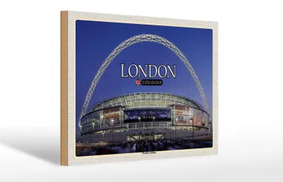 Produktbild von Holzschild Städte Wembley Stadium London England 30x20cm