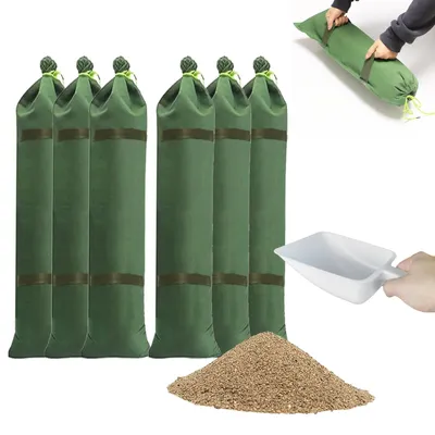 Produktbild von Sandsäcke, 6 Stück, 90 x 20 cm - UV-beständig - Wiederverwendbar - Wasserdicht - Sandsäcke für Hochwasser - Reißfestes Planenmaterial - Wasserdichte Beutel