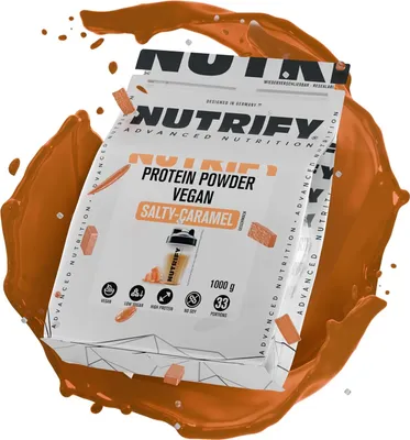 Produktbild von NUTRIFY Vegan Proteinpulver Saltycaramel 10 x 1kg Protein Eiweißpulver