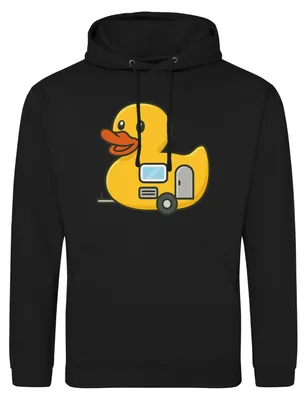 Produktbild von Huuraa Uni Hoodie Quietscheente Camper Gummiente Wohnwagen XXL Deep Black Vegan Sweatshirt Geschenkidee