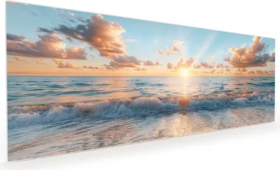 Produktbild von Küchenrückwand Spritzschutz Glas mit Motiv Strand Sonnenuntergang 40 x 40 cm