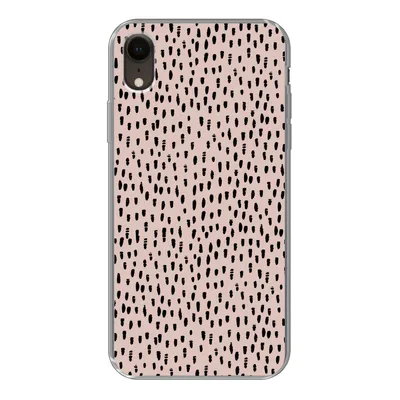 Produktbild von MuchoWow® Handyhülle Schutzhülle Hülle für iPhone XR Polka dots - Rosa - Schwarz Silikon Softcase Handy Hülle - Schutzdeckel