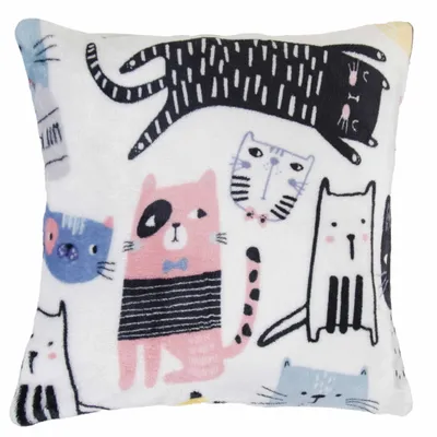 Zdjęcie produktu dla Poszewka na poduszkę, puszysta, wygodna Fluffy Friends 40x40 biała, koty, kocięta