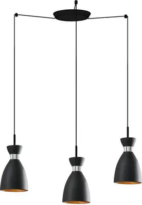 Image de RETRO Lampe à suspendre noire et cuivre 3L 20050-3L