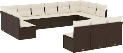 Produktbild von vidaXL 13-tlg. Garten-Sofagarnitur mit Kissen Braun Poly Rattan