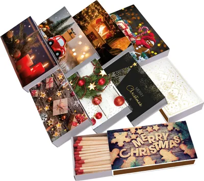 Produktbild von jameitop® XL Streichhölzer 225 Stück - X-Mas Sprüche 5 Packungen á 45 Zündhölzer 10 cm lang tolle Motive