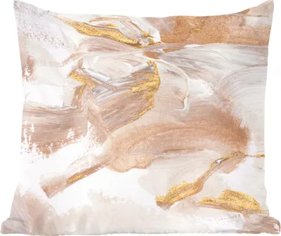 Produktbild von MuchoWow® Zierkissen Sofakissen Wohnzimmer Dekokissen 50x50 cm Aquarellfarbe - Gold - Abstrakt - Komfort - Sofakissen