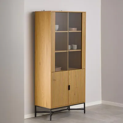 Produktbild von Jaipur Vitrinenschrank 4 Türen 6 Regale Natur.