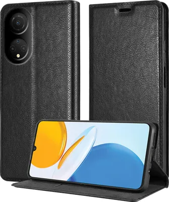 Produktbild von Cadorabo Hülle für Honor X7 in NACHT SCHWARZ Schutzhülle mit Magnetverschluss, Standfunktion und Kartenfach Flip Case Cover Etui Handy Klapp Hülle Book Tasche