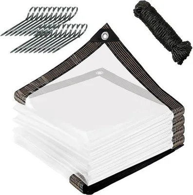 Image de Bâche de protection transparente, imperméable, en PE, avec œillets métalliques, dimensions 3 x 4 mètres – Idéale pour protéger le jardin, la serre, le toit et la tente