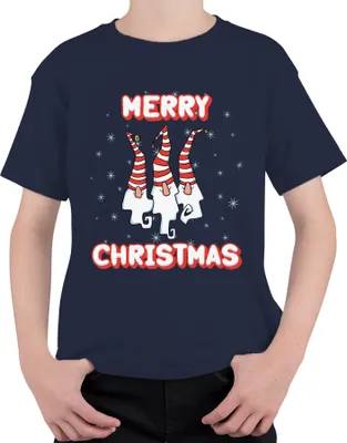 Produktbild von Merry Christmas Schweden Gnome - Weihnachten Weihnachtsgeschenk Christmas Uni Kinder T-Shirt, Navy, 152