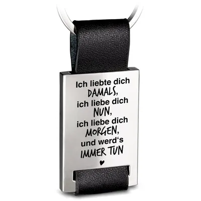 Produktbild von "Ich liebe dich" Rectangle-Schlüsselanhänger mit Gravur aus Leder - Liebevolles Geschenk für Partner Partnerin Freund Freundin