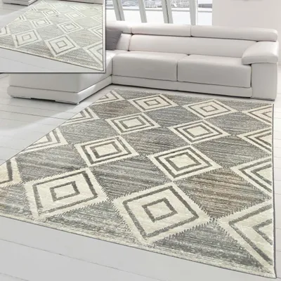 Produktbild von Wohnzimmerteppich – marokkanisches Rautenmuster – in grau Größe - 200 x 290 cm