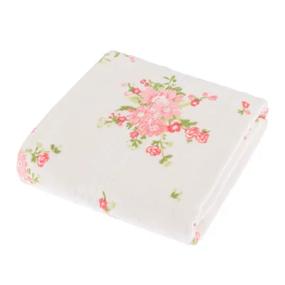 Produktbild von HOMESCAPES Frottee Duschtuch creme Vintage Blumen pirsich