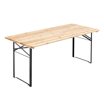 Image de Table en bois 180 cm brasserie pieds pliants - Oviala Ensemble Brasserie