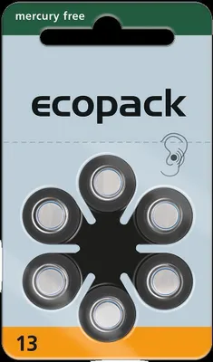 Produktbild von Ecopack 13 - Zink-Luft Hörgeräte Knopfzelle - 6er Pack