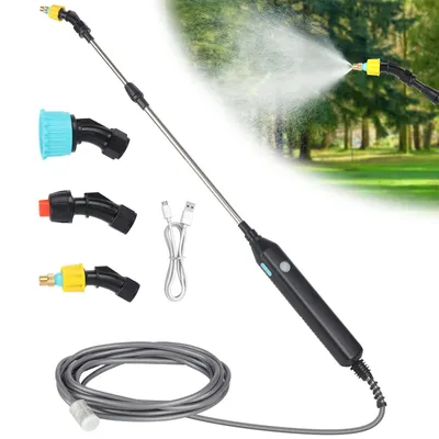 Produktbild von Elektrischer Pflanzensprüher Akku Drucksprüher Gartensprüher Sprühlanze mit 3 Verstellbar Düsen und 5m Schlauch, Aufladbar Sprühstab
