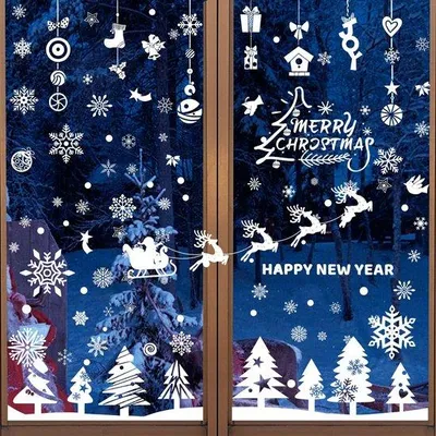 Immagine prodotto di Decorazioni natalizie per finestre, autoadesive, 186 pezzi, inverno