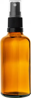 Produktbild von Braunglasflasche 100 ml mit schwarzem Zerstäuber, Gewinde 18/415