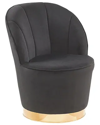 Produktbild von BELIANI Sessel Schwarz Samtstoff Metall Runder Form Clubsessel Moderner-Look Wohnzimmer Salon
