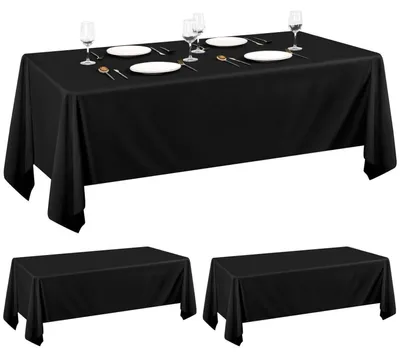 Obrázek produktu pro Obdélníková ubrus, balení 2 kusů, černá barva, rozměry 153 x 260 cm, materiál: polyester, vhodná pro stoly o délce 6 stop