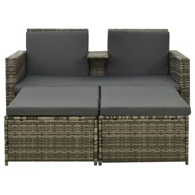 Immagine prodotto di set di 3 pezzi per salotto da giardino con cuscini in poly rattan grigio