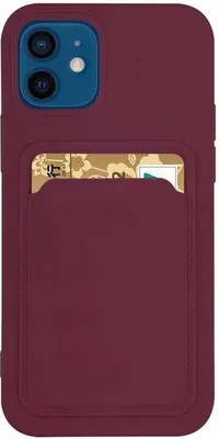 Produktbild von Card Case Silikon Wallet Case mit Kartenfach und Dokumenten für Samsung Galaxy A72 4G Burgund
