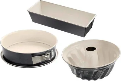 Produktbild von Famanu Backformset - 3-teilig - Springform Ø 26 cm - Gugelhupfform Ø 22 cm - Kastenform 30 x 13 cm