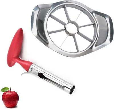 Image de Famanu : Trancheur à fruits en acier inoxydable - Idéal pour couper les pommes et autres fruits pour les salades et les compotes - Stable et tranchant - Facile à nettoyer
