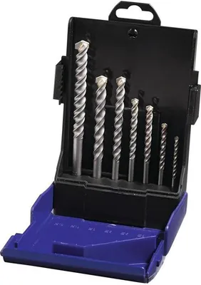 Produktbild von Hartmetallschlagbohrer-Satz 7-teilig 4/75,5/85,8/120,10/120,12/150,2x6/100 mm HM