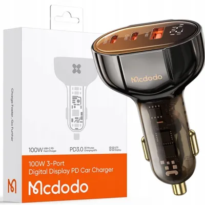Produktbild von Ładowarka Samochodowa, Mcdodo, Usb/Usb-C, Pd 100W Lcd, Brązowa