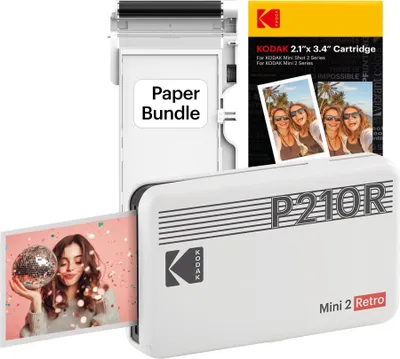 Zdjęcie produktu dla Kodak Mini 2 Retro P210R Stampante Fotografica BT +60 Fogli White  Kodak