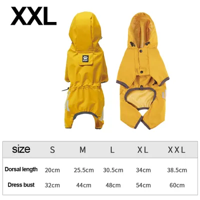 Produktbild von Wasserdichter Hunde-Regenmantel mit Kapuzentaschen für kleine bis mittelgroße Hunde, Material 100 % Polyester,Gelb,XXL