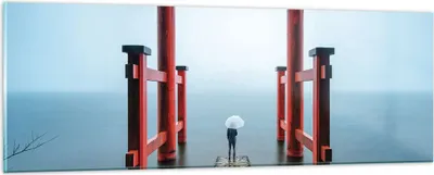 Produktbild von Bilder auf glas - Einteilig - Itsukushima-Jinja Tempel Regenschirm - 90x30cm - Glasbilder - Wandbilder - Bilder - Wanddekoration aus Glas - Glas Bilder - Wandbild auf Glas - GAB90x30-4241