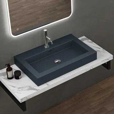 Produktbild von doporro Waschbecken 73x48x10cm Aufsatzwaschbecken matt Anthrazit aus Mineralguss Gussmarmor Waschtisch Colossum18