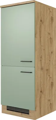 Obrázok produktu pre Skrinka na vstavanú chladničku Flex Well Cara ŠxHxV 60 x 60 x 160,6 cm farba čela zelená matná farba korpusu dub svetlý