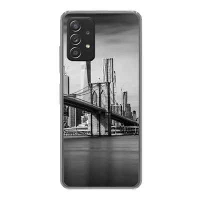 Produktbild von MuchoWow® Handyhülle Schutzhülle Hülle für Samsung Galaxy A33 5G Architektur - New York - Brooklyn Bridge - Wasser - Schwarz und weiß Silikon Softcase Handy Hülle - Kartenhalter
