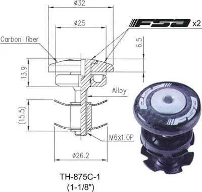 Produktbild von FSA Krallenmutterset 1 1/8 Zoll schwarz - sichere Gabelklemmung für Ahead-Ste...
