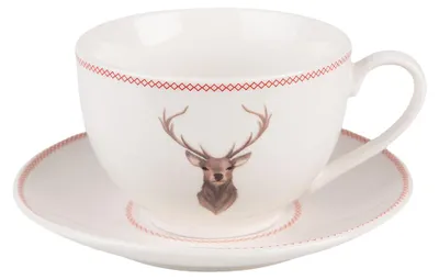Immagine prodotto di Tazza Clayre & Eef con piattino 200 ml in porcellana beige deer