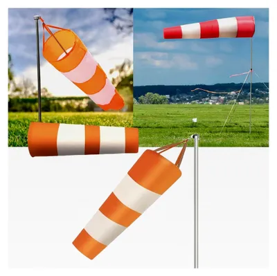Produktbild von Windsack für den Garten, Windrichtungsanzeiger, orangefarbener Windsack mit reflektierenden Elementen, wasserdichte Wetterfahne für Windmessungen