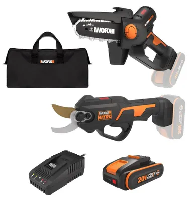 Image de Pack mini-élagueuse + sécateur WORX 20V WG907E