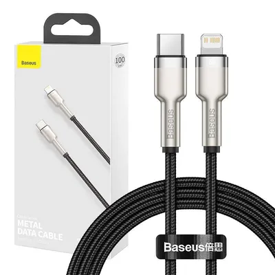 Produktbild von Baseus Cafule Metal Datenkabel USB Typ C - Lightning 20 W Power Delivery 1 m schwarz (CATLJK-A01)