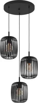 Image de Suspension ROMAZZINA E27 3X40W acier noir H:110cm Ø46cm dimmable