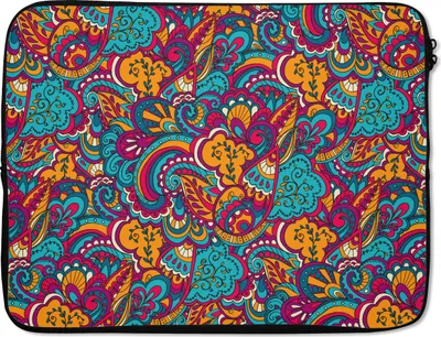 Produktbild von MuchoWow® Laptop Hülle 17 Zoll Laptoptasche Hippie - Flora - Abstrakt - Muster - Zipper - Schutzabdeckung
